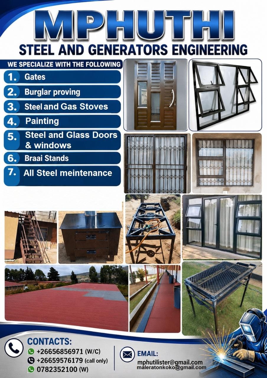 We do all steel work, steel manufacturing and maintenance. You can call or what's aap on the followi