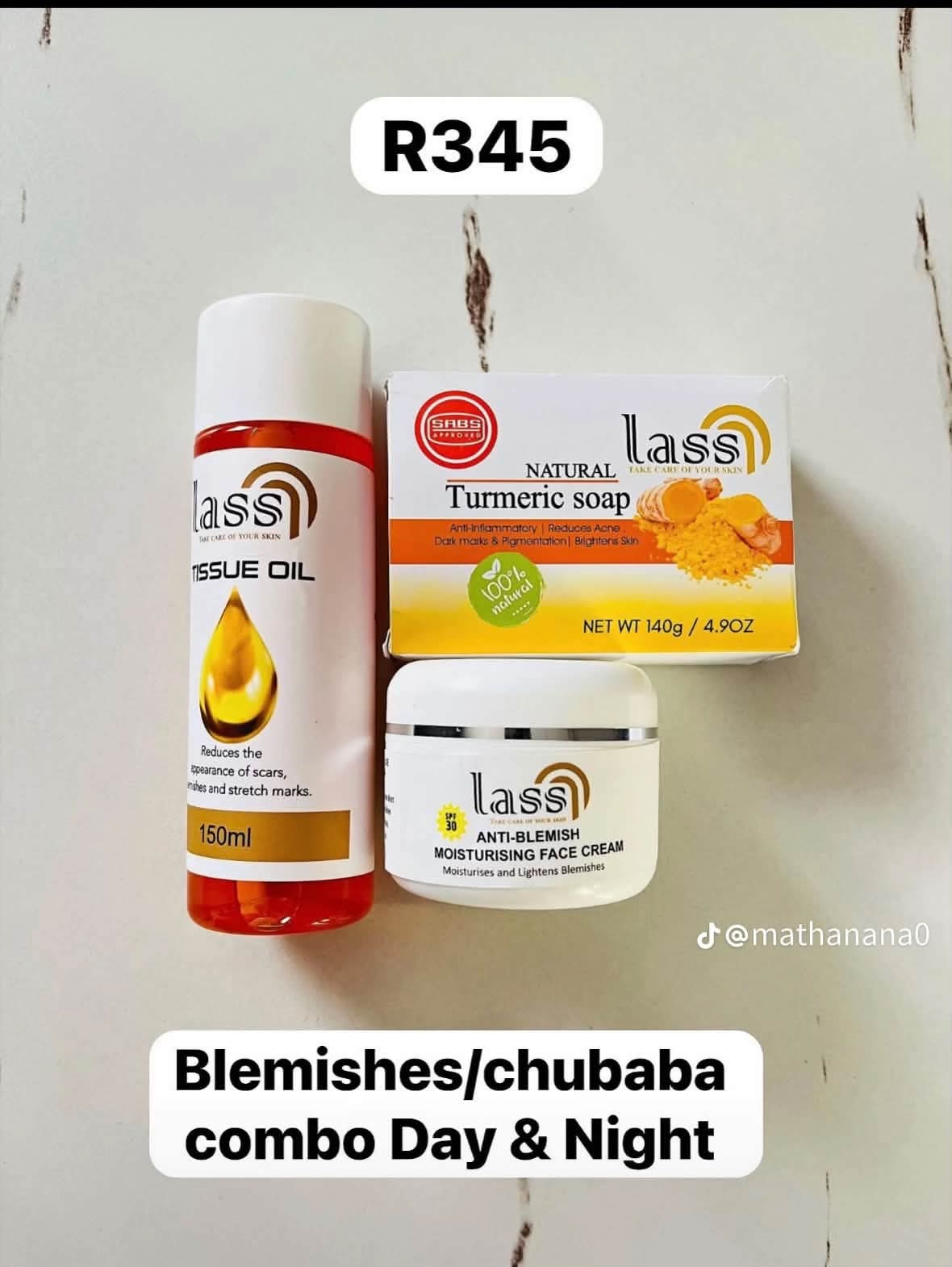 Ntse ke le tshoaretse Lass SkinCare Products baratuoa mona,  kena le combo ea R345 feela ke sesepa,