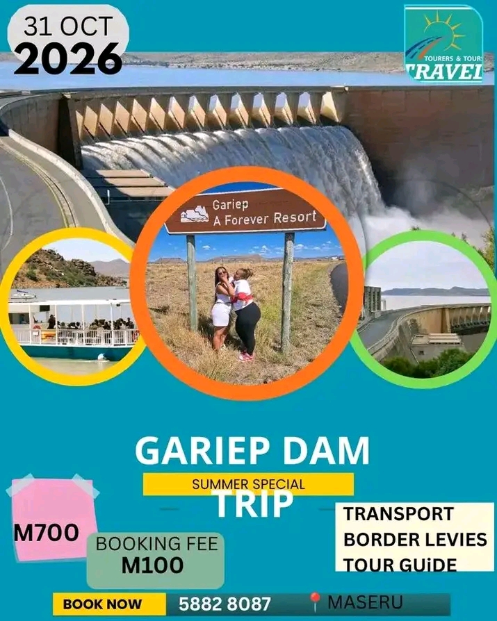 Join us as we travel to Gariep Dam in Free state 31st October 2026. Call us or WhatsApp us here +266