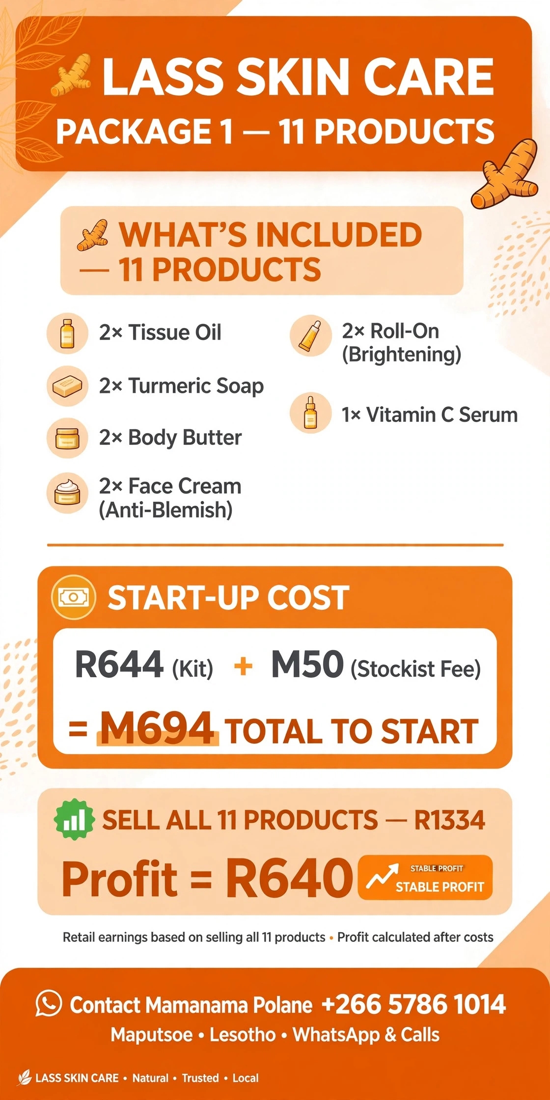 Ke kopa ba serious ba hlokang ho rekisa li product tsa Lass SkinCare, batle.ke M694 feela ebe hosane